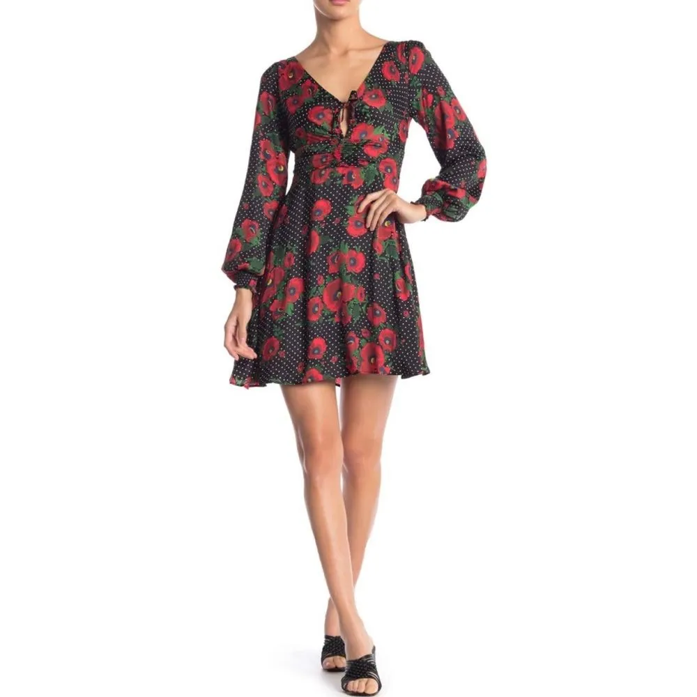 Free‎ People floral satin mini dress size 0 New - Image 7