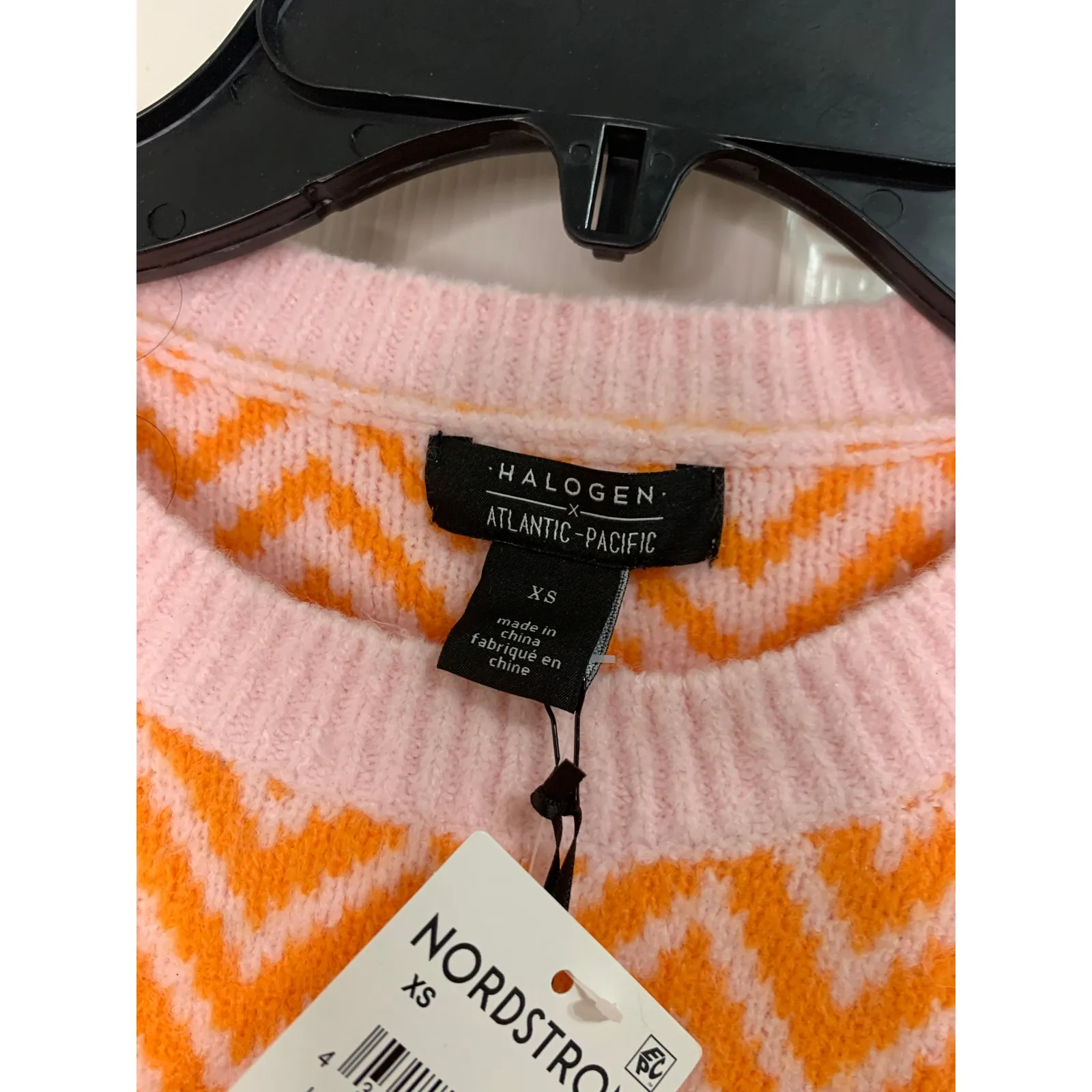 Halogen X Atlantic-pacific Boxy Zigzag Sweater‎ Pink Shadow Orange Flame XS NWT - Image 3