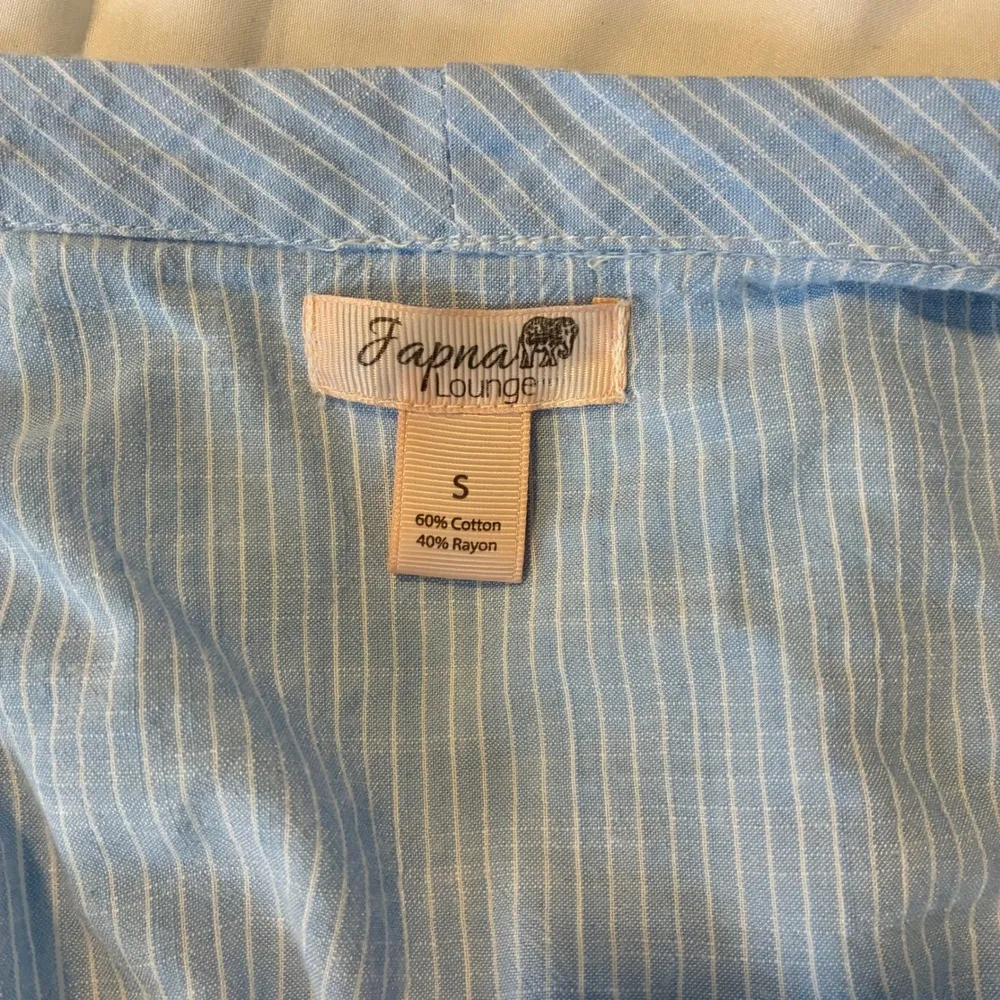 Japna Lounge Pajama Set Womens Sleepwear Robe Shorts Blue Striped Cotton Blend S - Image 4