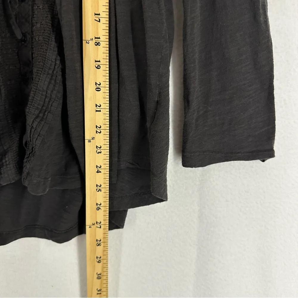 H&M Long Sleeve Button V Neck Embroidered Cinched Waist XS Gray - Image 7