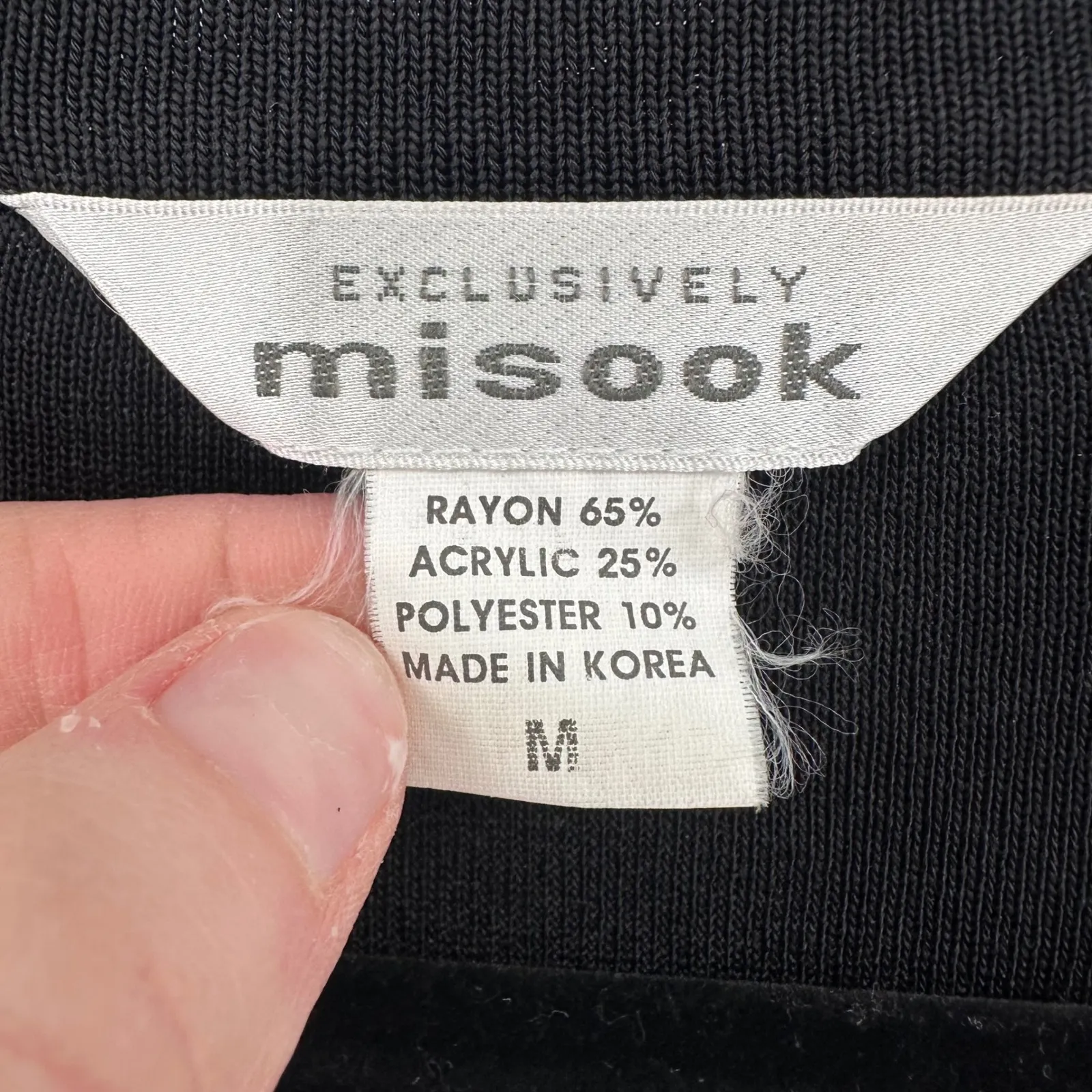 Misook Cardigan Black Red Stripe LS Open Front Sweater Medium - Image 2