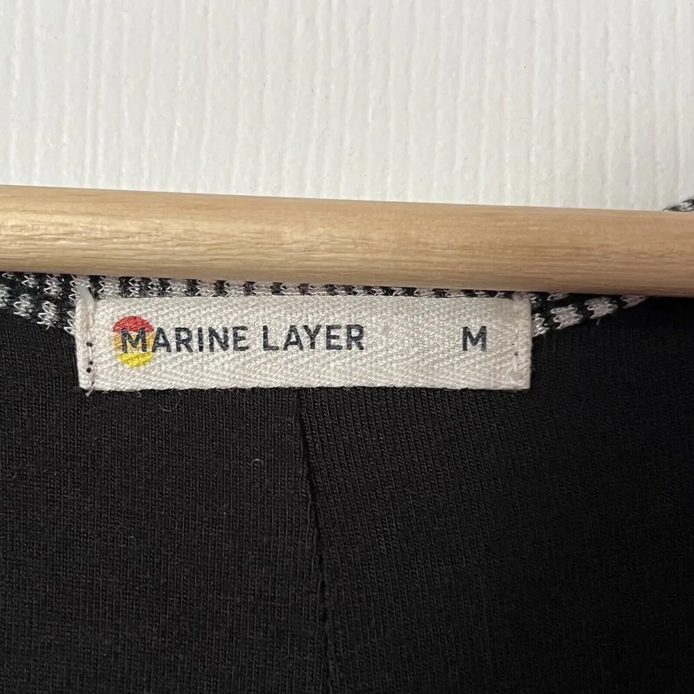 Marine Layer Dress Medium Black White Lexi Daytime Midi Knit Ribbed Tank Striped - Image 8