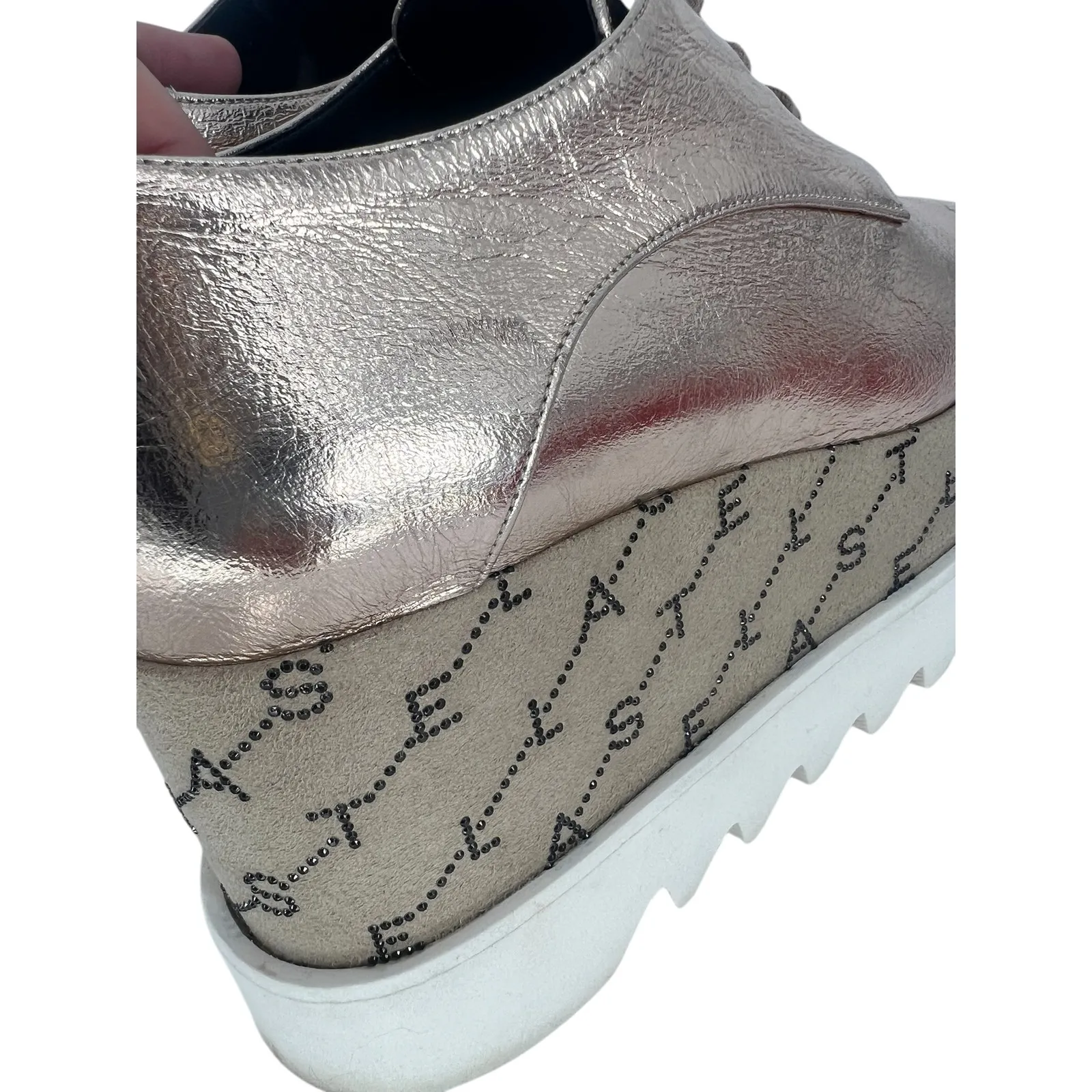 Stella McCartney Rose Gold Elyse Monogram Derbys - Image 13