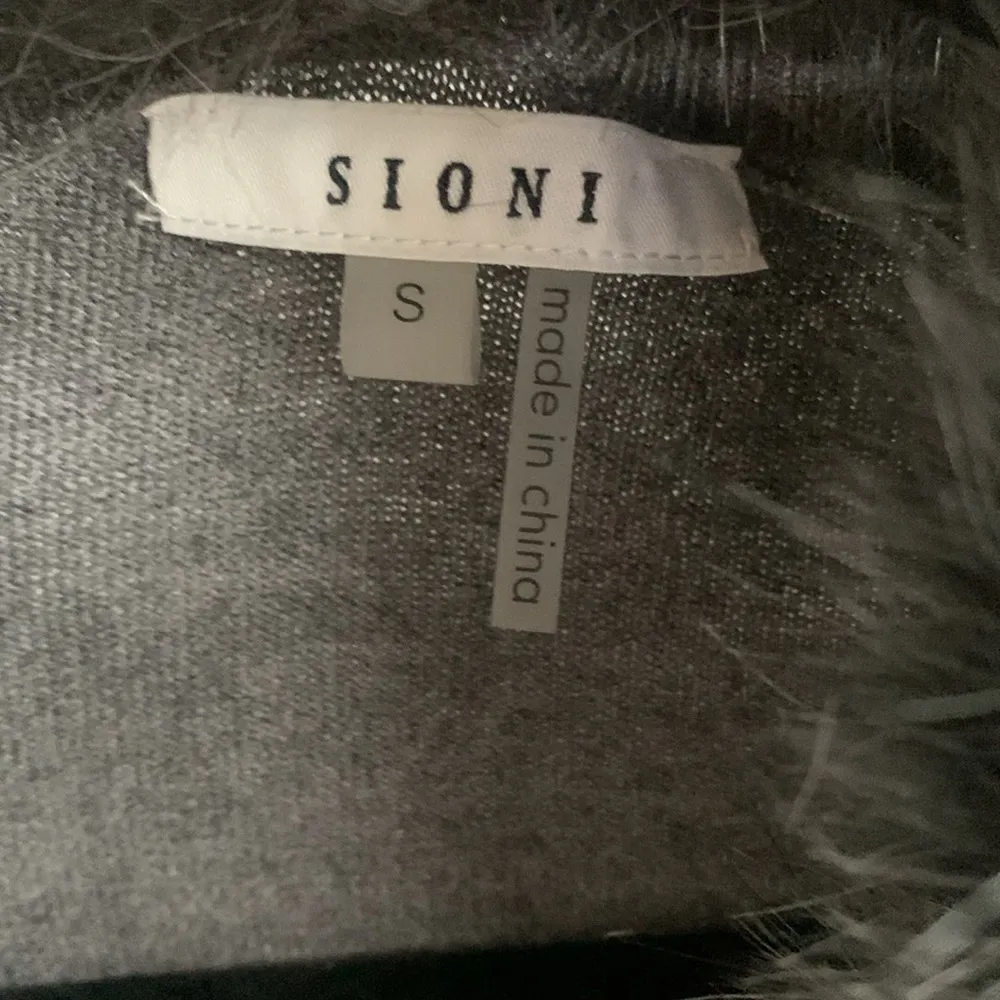 Sioni Gray Waterfall Long Cardigan Duster with Detachable Faux Fur Collar Sz S - Image 3