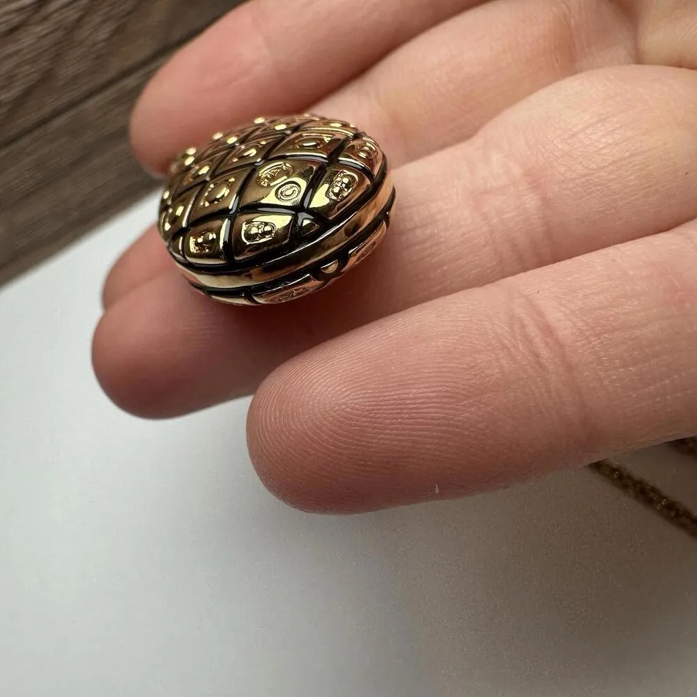 Swarovski Crystal Clear With Black Enamel Pendant Gold Tone On A Chain - Image 4