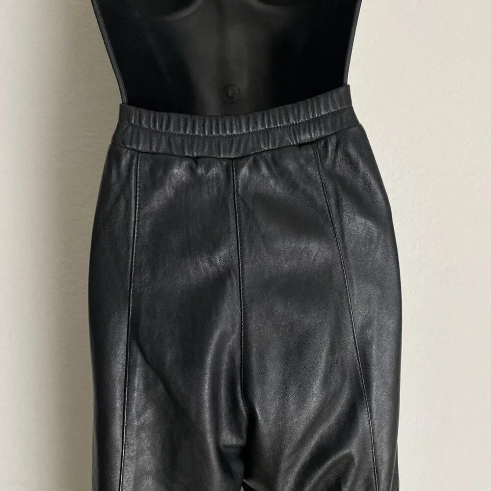 Zana Couture sz 12 black high rise‎ VINTAGE 80s 100% Leather pants - Image 4