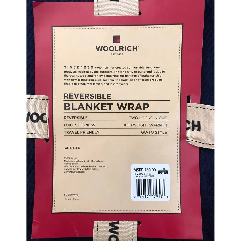 NWT Woolrich reversible blanket wrap, shawl cardigan in shades of blue one size - Image 4