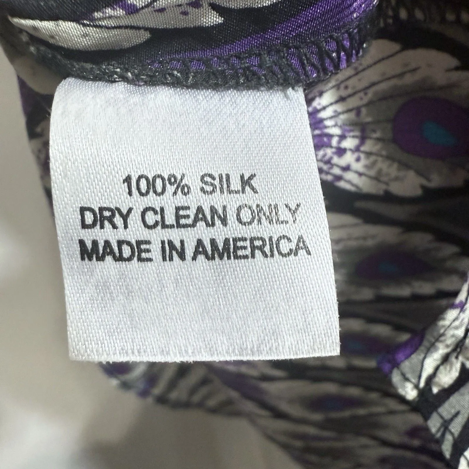 Amanda Uprichard Peacock Feather 100% Silk Split Neck Popover Blouse Top Size S Purple - Image 7