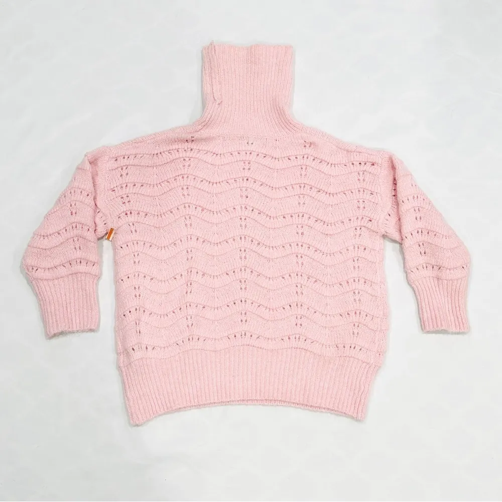 NWOT FRNCH Paris Light Pink Open Cable Knit Turtleneck Sweater - Image 6