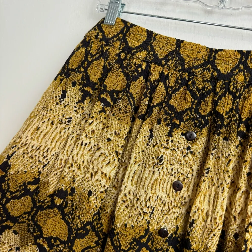 Y2K Mary Jayne Snake Animal Print Midi Maxi Skirt Plus Size Button Front Black - Image 4