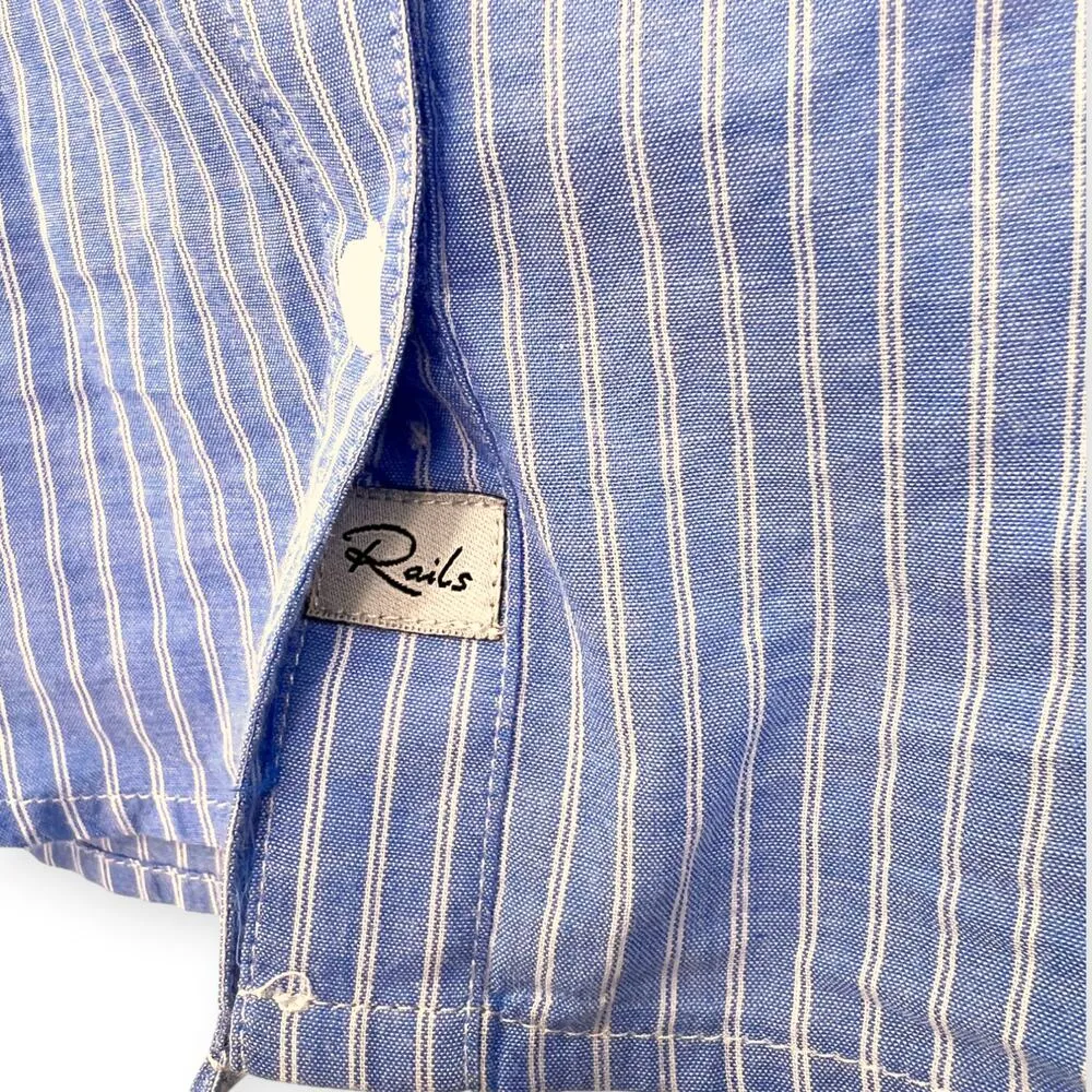 Rails | XS | Lizzi Shirt Ruffle Sleeve Poplin Blue White Stripes Button up Top - Image 7