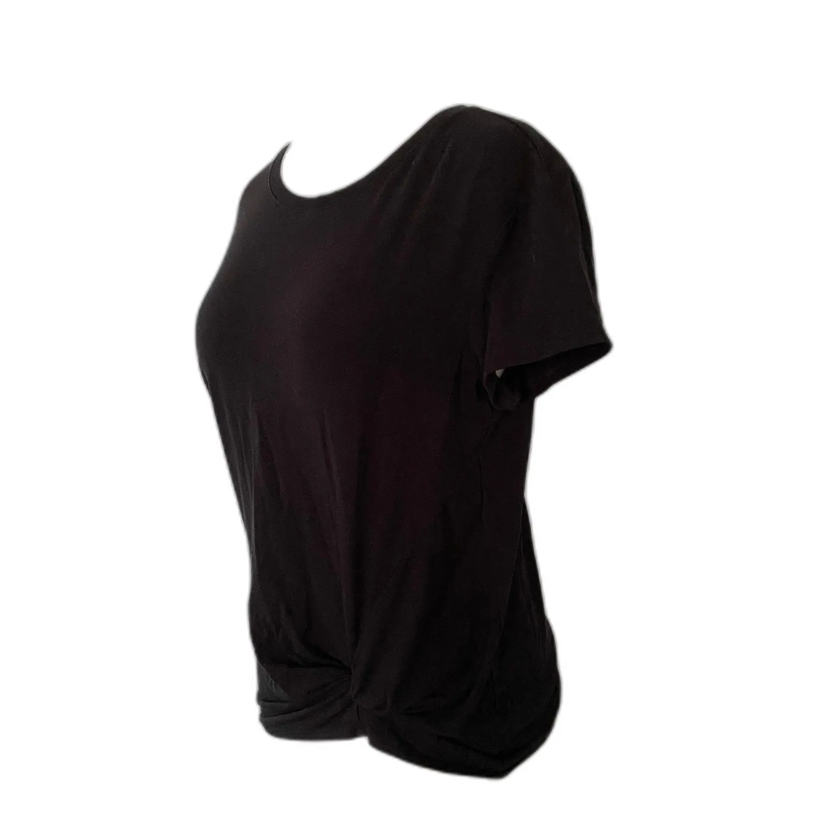 Athleta Black Side Knot Stretchy Short Sleeve Crewneck Top Tee Soft Fabric Sz S - Image 4