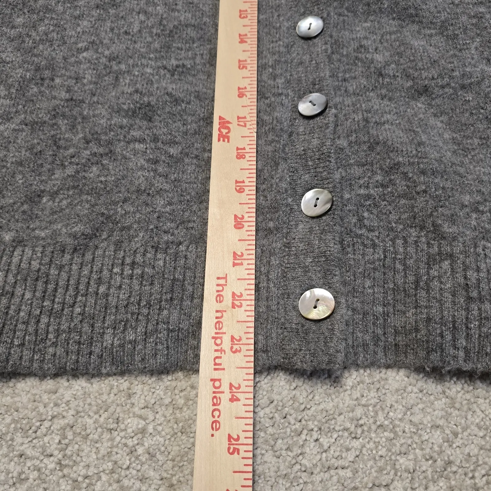 Cinq À Sept Atlas Lace Cinch‎ Sleeve Knit Cardigan Wool Blend Heather Gray Sz M - Image 10