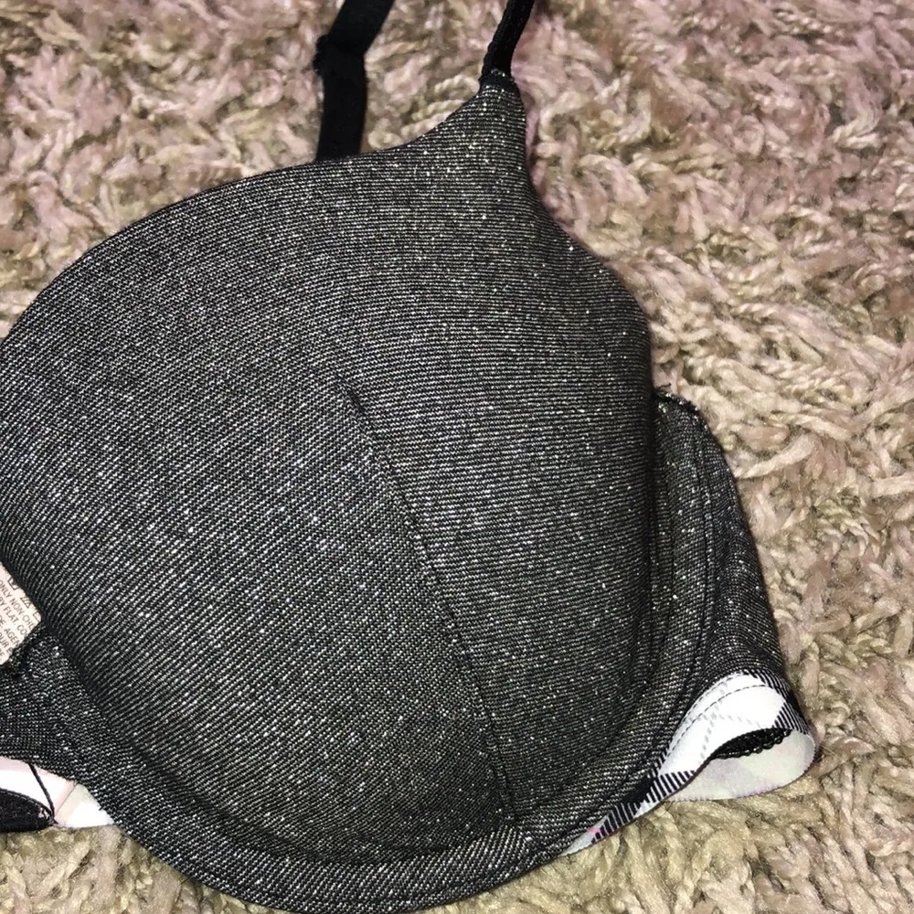 Victoria’s Secret sparkly bra lined denim bra size 34C everyday wear bra gray​​ - Image 2