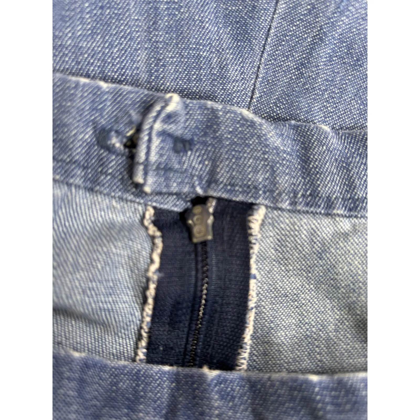 Handmade Vintage 90s Light Blue Chambray Denim Ruffle Hem A - Image 7