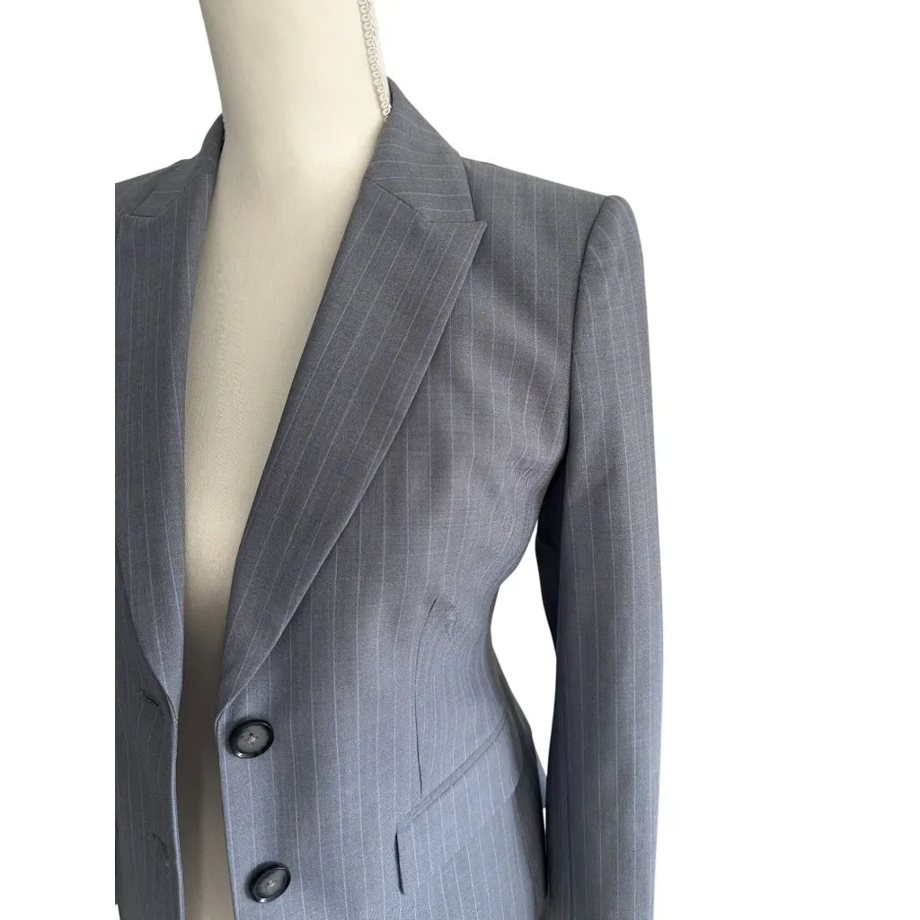 BANANA REPUBLIC Gray Pinstriped Blazer Jacket Size 2P - Image 3