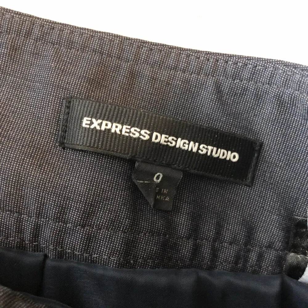 Express Pencil Skirt Back Pleat Lined Stretch Gray 0 - Image 3