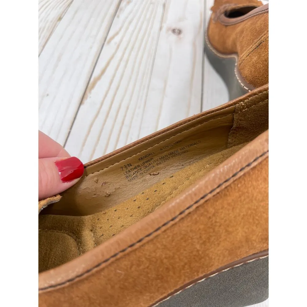 Naturalizer Suede Wedge Heel Oxford Loafers Size 7.5 - Image 7