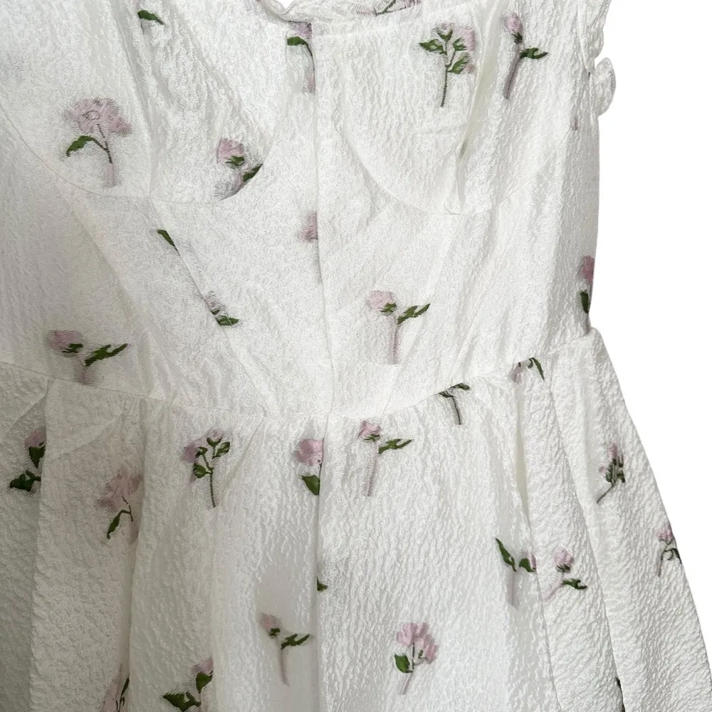 Cider Romance Me Mini Floral White Bubble Hem Dress - Size Large NEW - Image 3