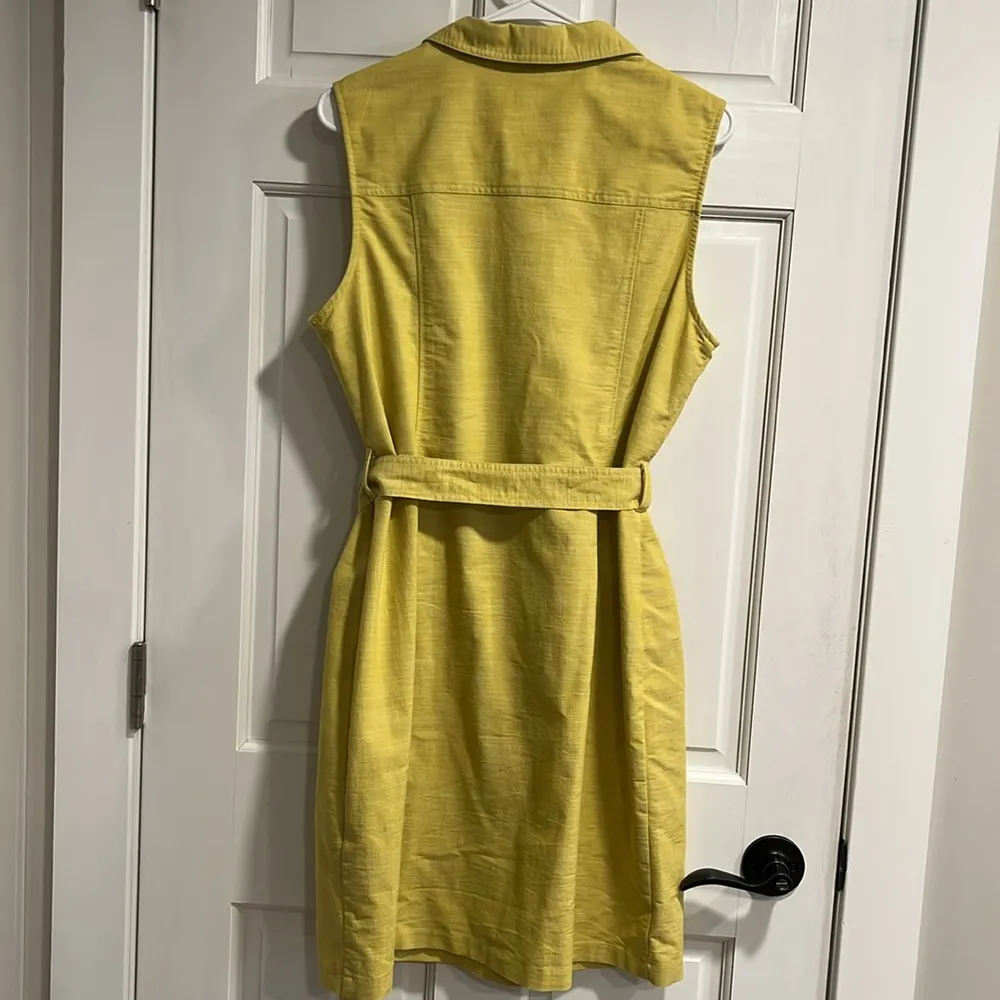 Sharagano Yellow Sleeveless Belted Zip Up Dress with Functional Pockets Size 14 - Image 4