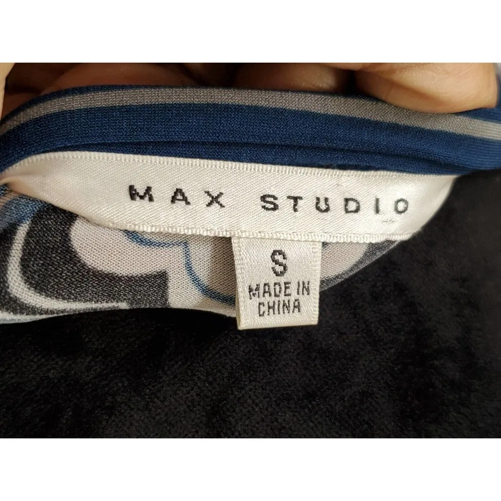 Max Studio Women's Blue Polyester V-Neck Long Sleeve Casual Knee Length Dress S - Image 9