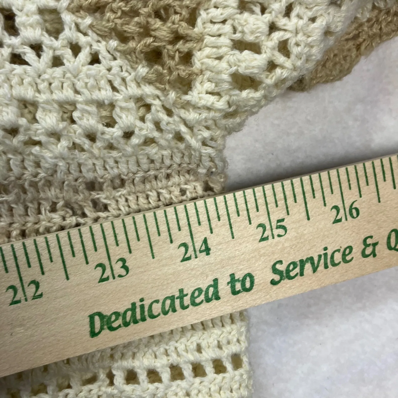 Vintage Cervelle Crochet Knit Button Up Cardigan Beige Cream Floral Applique 3X Tan - Image 14