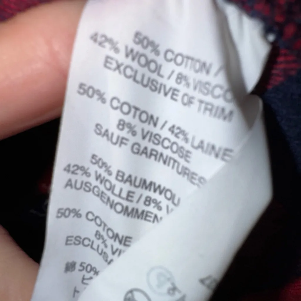 J Crew Red Blue Buffalo Check Half Zip‎ Flannel Popover Shirt Small - Image 6