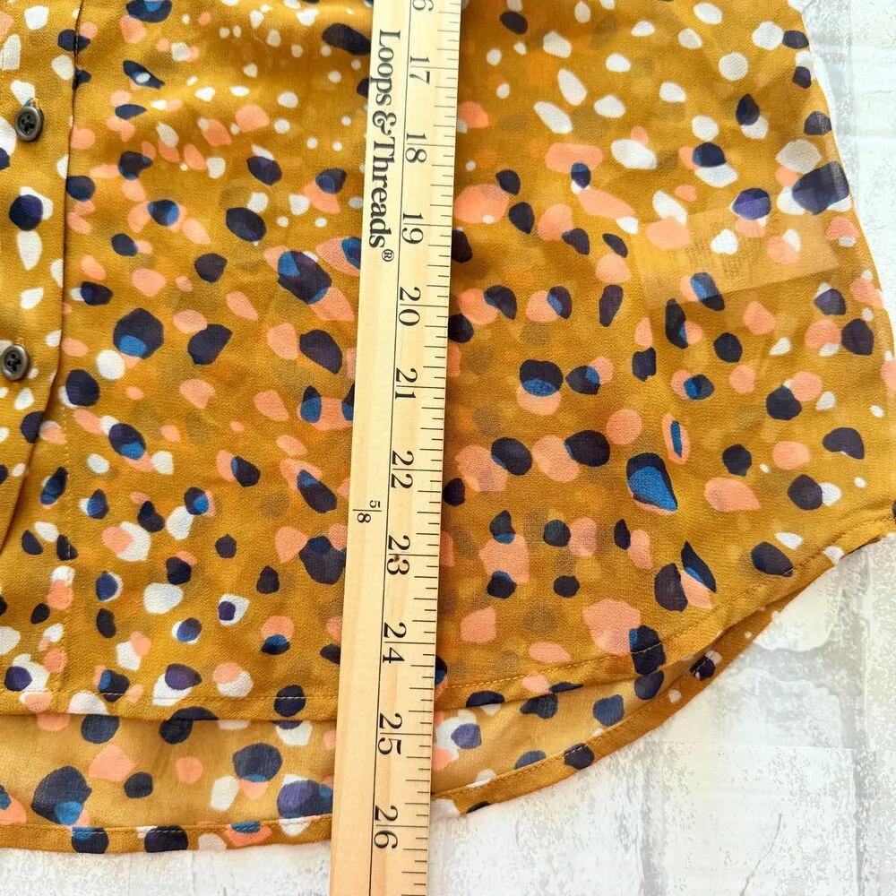 Cabi Cheers Button Up Sleeveless Pointed Collar Golden Brown Blouse Sz M - Image 7