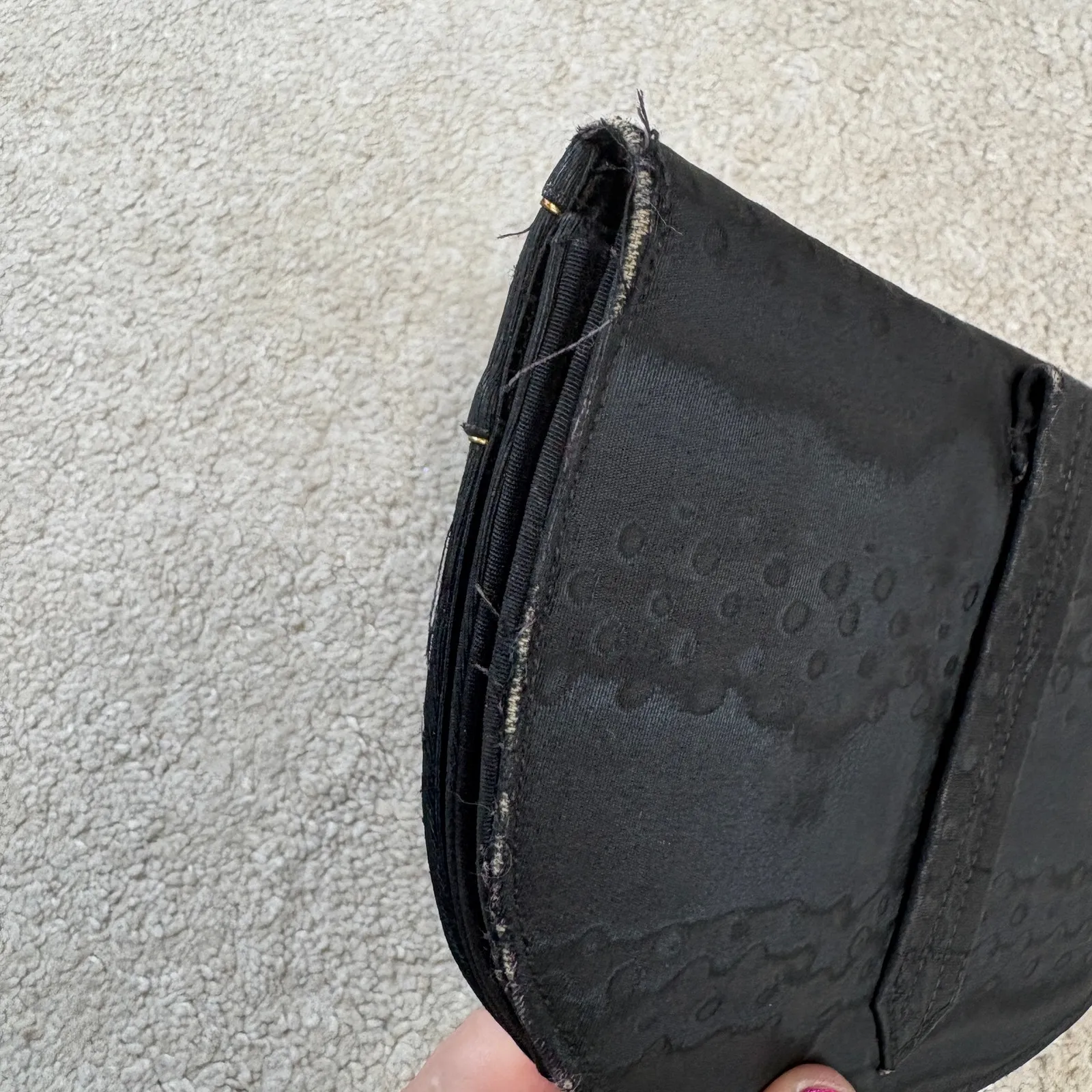 Vintage Graceline Handbags Hand Painted Flowers Clutch Coin Purse Mirror Black - Image 8