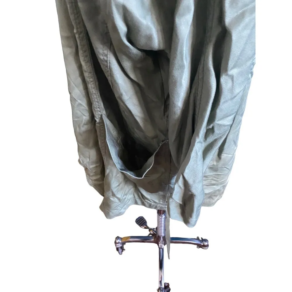 Finn Embroidered Draped Trench Jacket in Olive Green Size 1X - Image 9