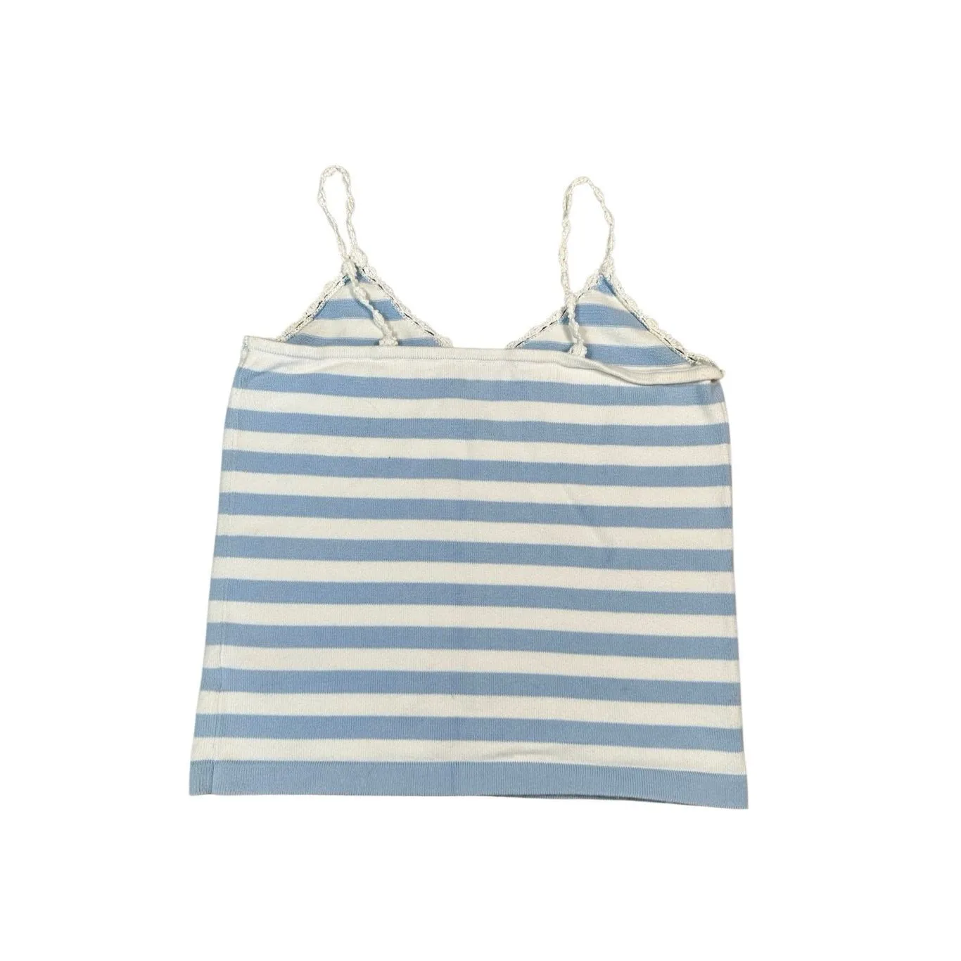 vintage y2k ralph lauren knit blue/white stripe cami top cottagecore coastal XS - Image 3
