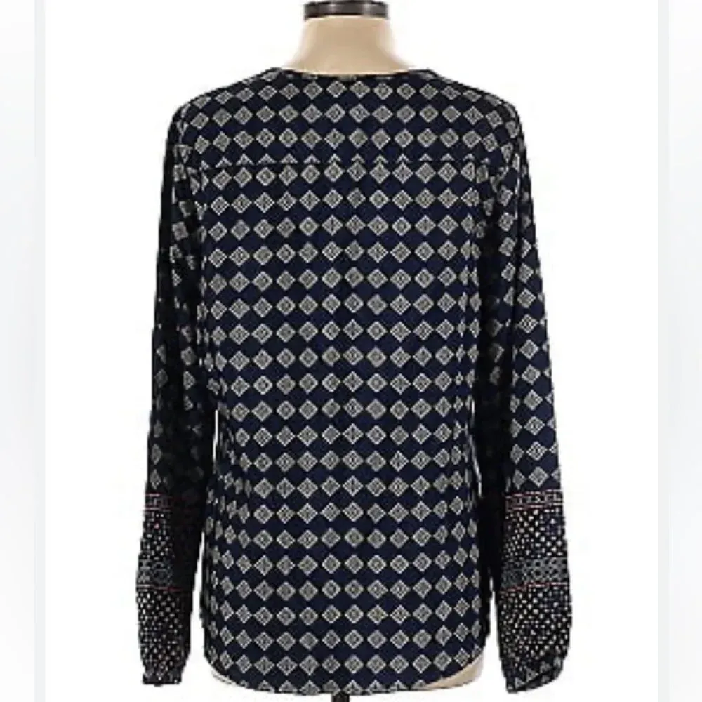 Harve Bernard‎ Navy Blue and Tan Women’s Blouse Size Large - Image 2