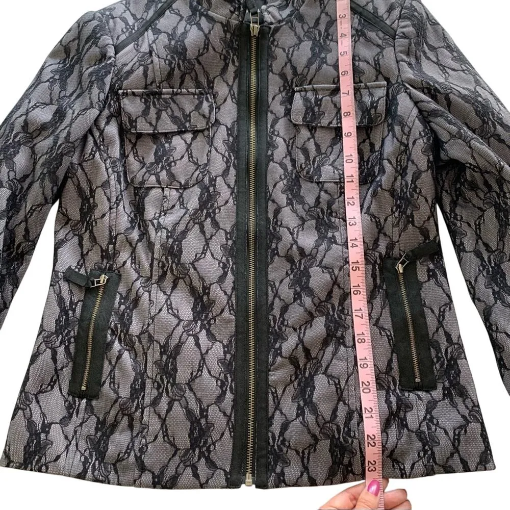 Via Penny Lane Reworked Apparel | Prince Graphic Lace Overlay Jacket Size 8 Black - Image 8
