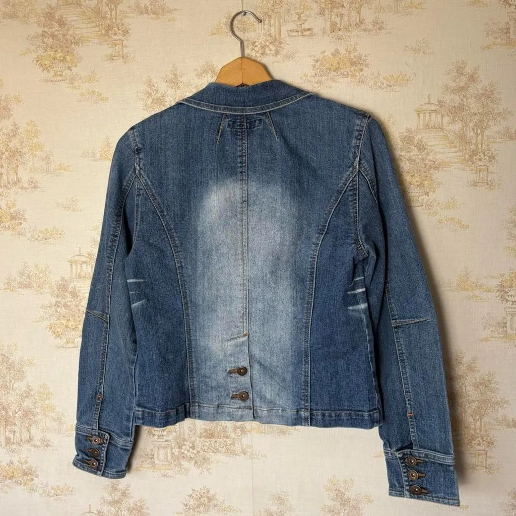 Vintage 90s Y2K Paris Blues faded denim jean jacket size M Blue Size M - Image 2