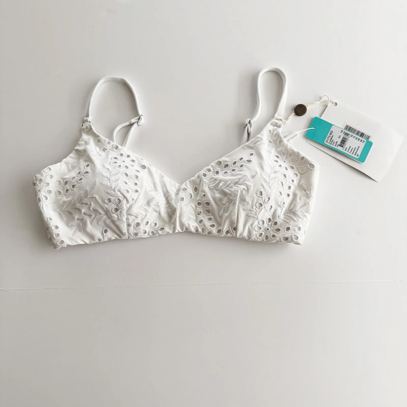 [Seafolly Australia] White Eyelet Embroidered Costa Bella Bikini Top NWT US 10 - Image 3