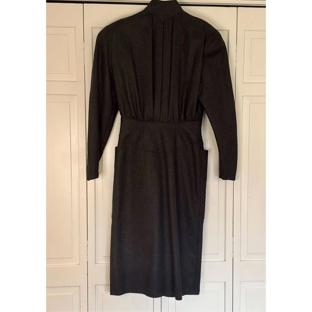 Harve Benard 100% wool vintage grey military style dress 4 - Image 5