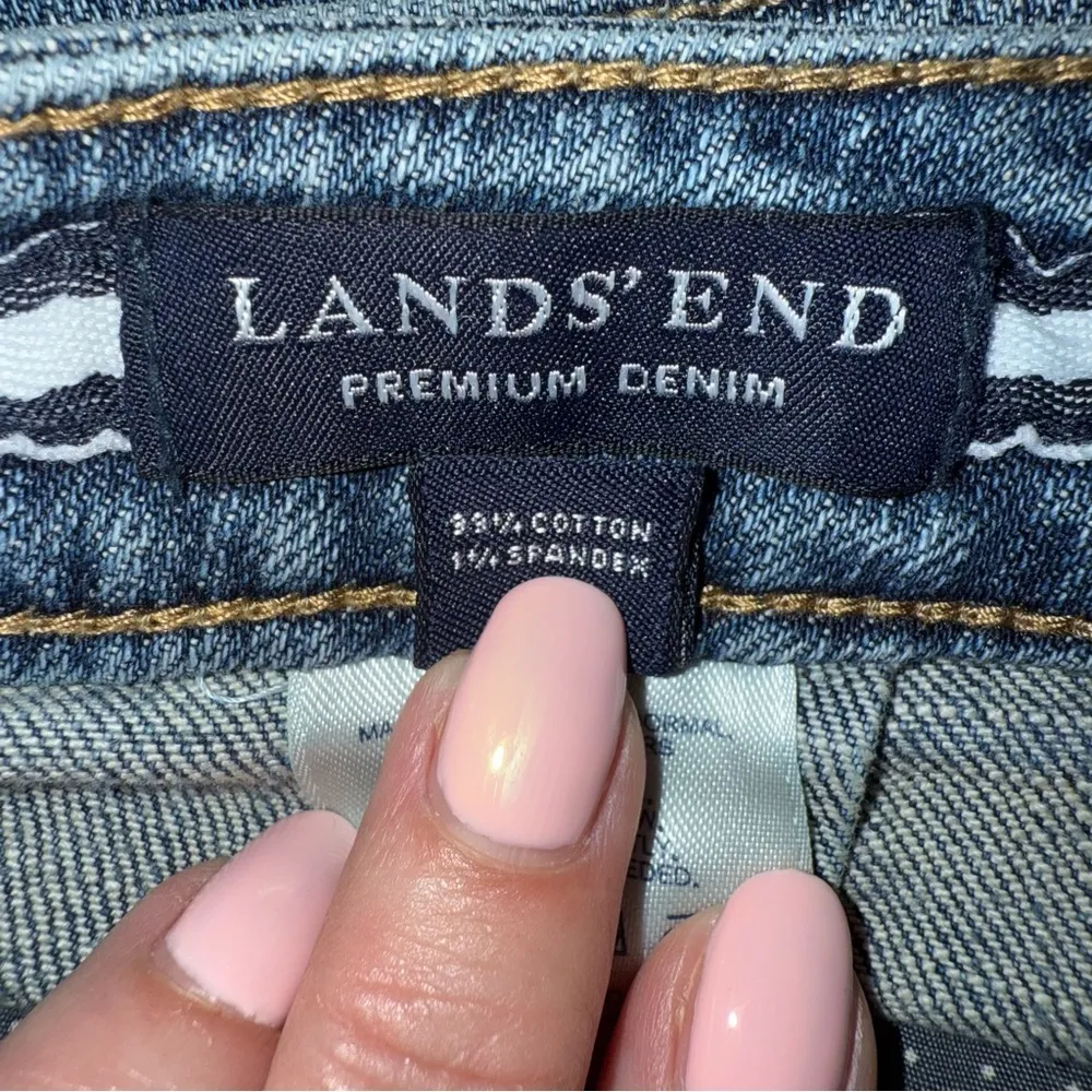 Lands' End Premium Denim Blue Pencil Skirt‎ Knee-Length Casual size 8 pockets - Image 6