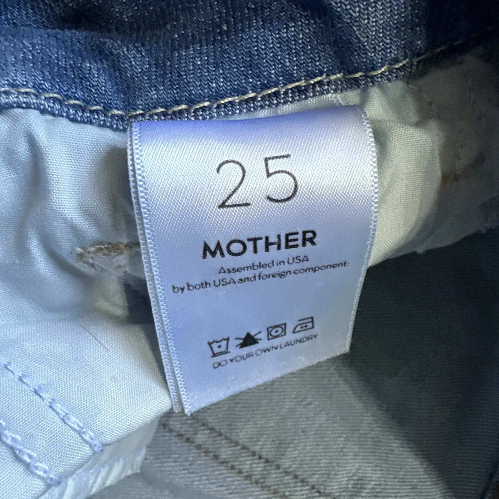 Mother The Looker Ankle Fray Blue Jeans in Birds of Paradise Wash Women SZ 25x31 - Image 5