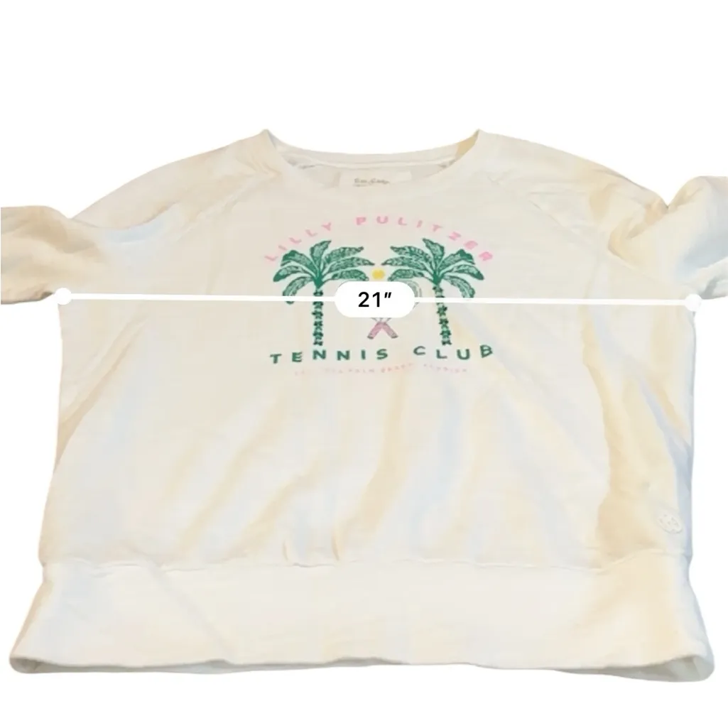 Lilly Pulitzer Tennis Club Sweatshirt Women’s Size Small‎ White Graphic Pullover - Image 7