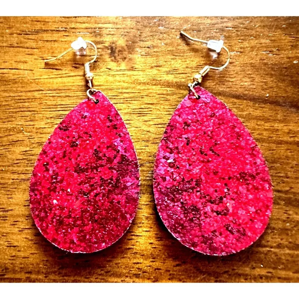 Rudolph Reindeer Earrings Christmas Handmade Whimsical Hooks Glitter Acc… - Image 11