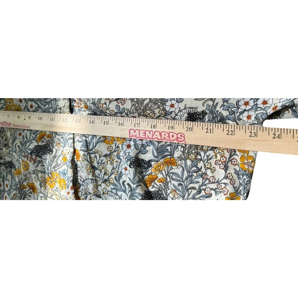 H&M Women's Size 8 Floral Long Sleeve Collared Casual Button Down Shirt Top - Image 6