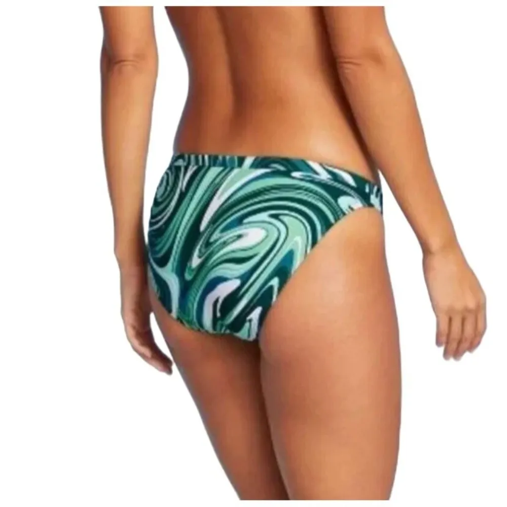 Xhilaration Juniors High Leg Scoop Waist Bikini Bottom Size S Blue Swirl - Image 2