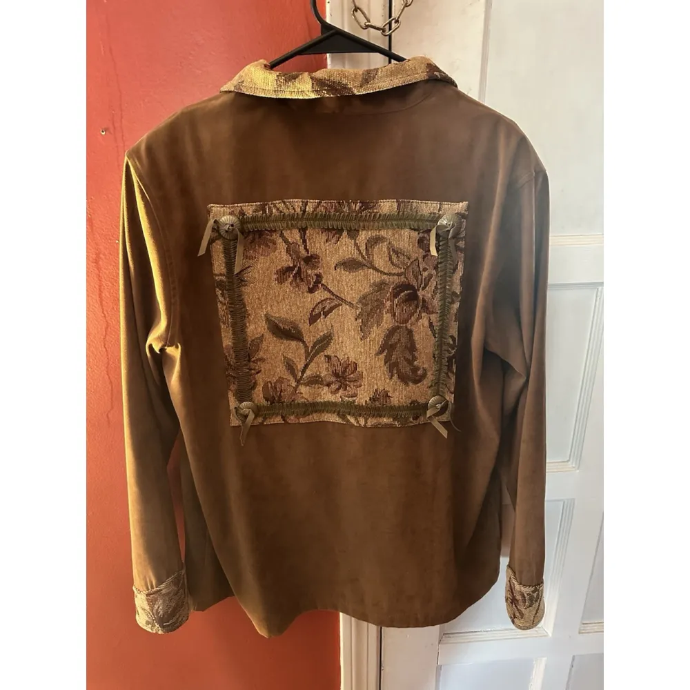 Susan Graver Vintage Womens Brown Full Zip Flap Pocket Faux Suede Western Jacket - Image 11