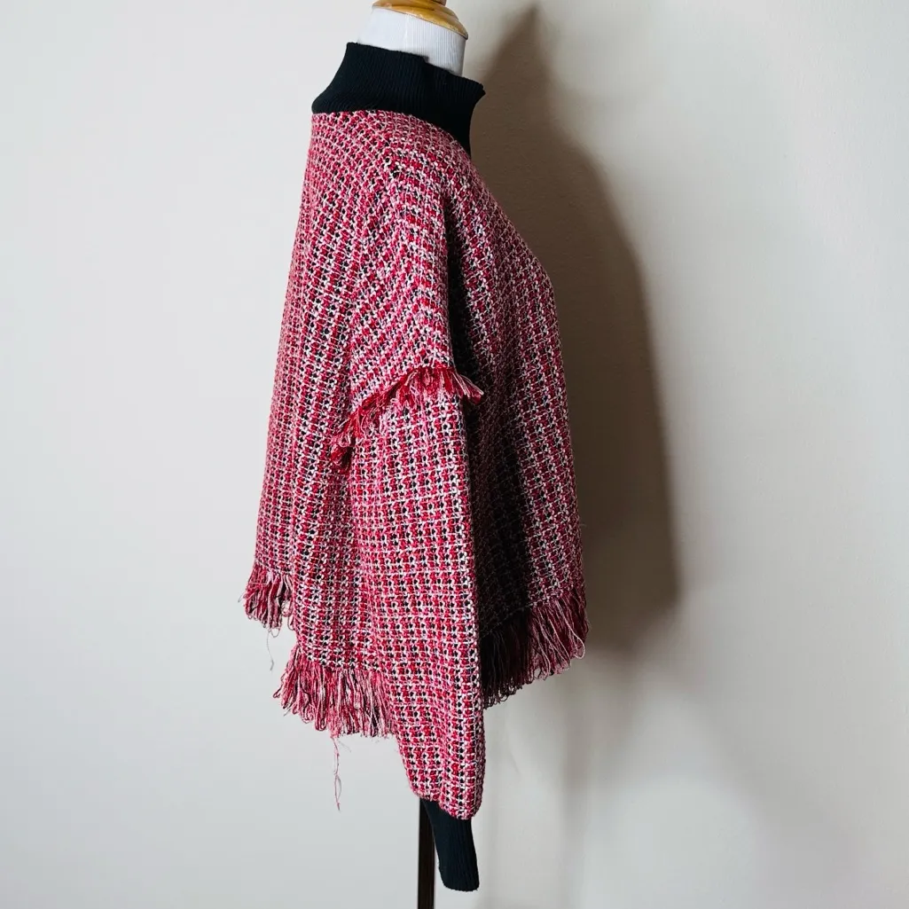 Zara Red Fringe Trim Tweed Sweater - Image 6