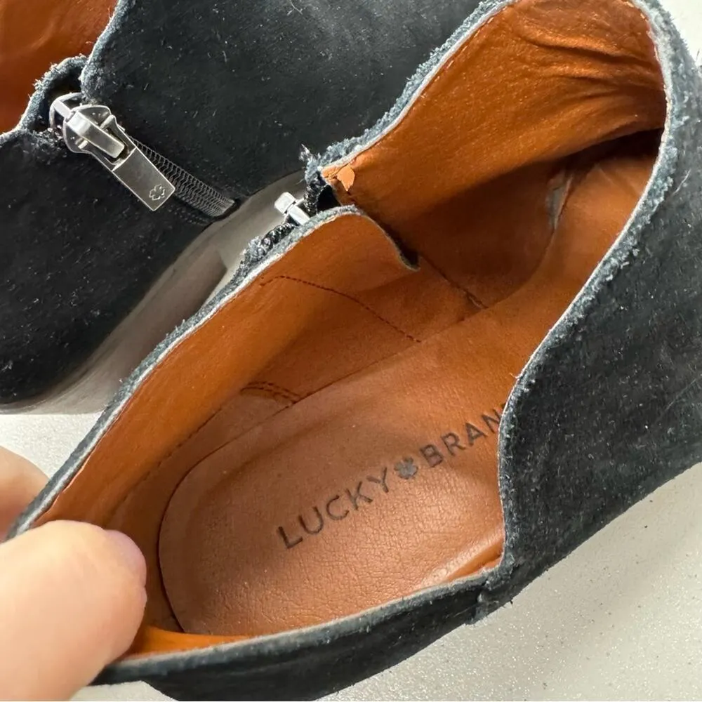 Lucky Brand Black Suede Leather Ankle Boots Booties Womens 7.5 Shooties Fall - Image 7