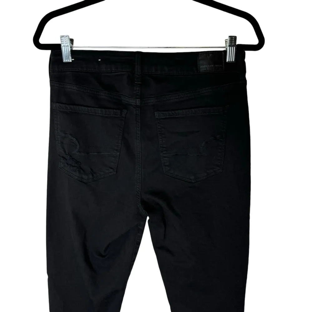 American Eagle Hi Rise Jegging Crop Distressed Black 10 - Image 6