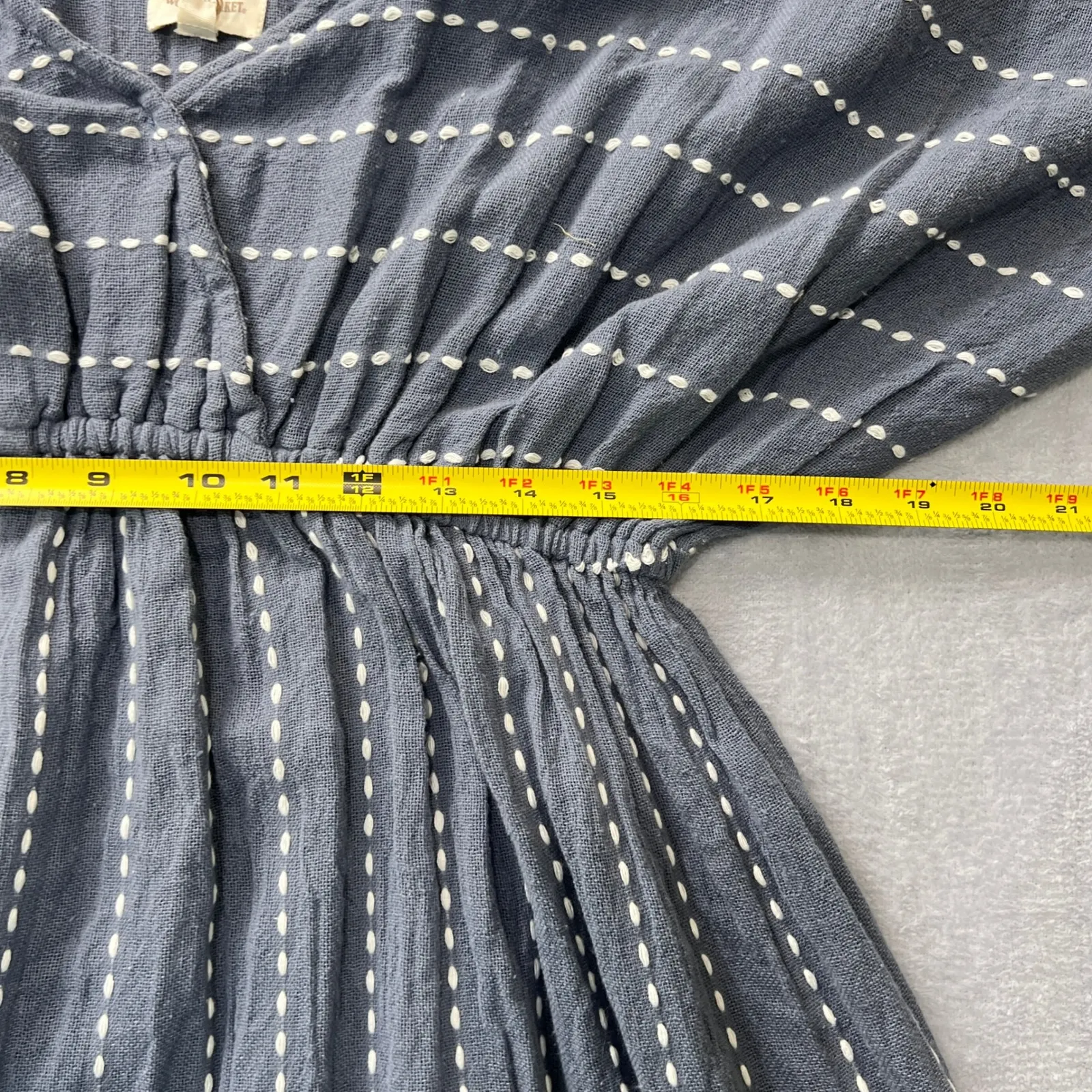 World Market Mira Blue & White Dash Stripe Kaftan DressButterfly Sleeve Smocked Size undefined - Image 8