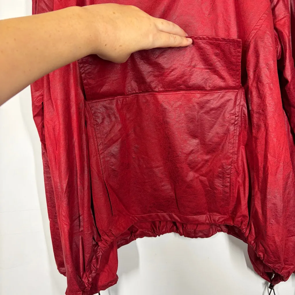 Alembika Red Faux Suede Hoodie Size 3 or US 10/12 - Image 9