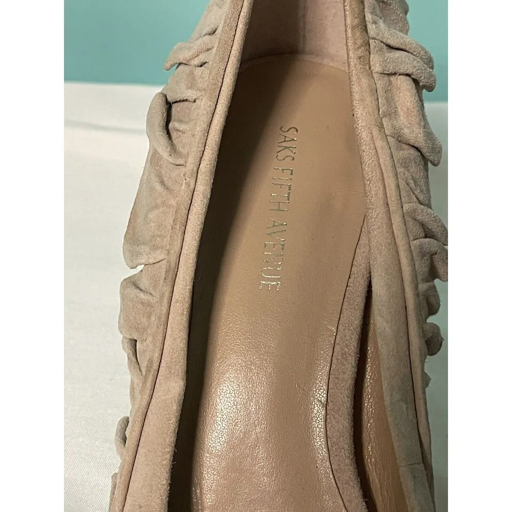 SAKS FIFTH AVENUE - Beige Suede BOLTON High Heel‎ Stiletto Pumps -s-337 - Image 3
