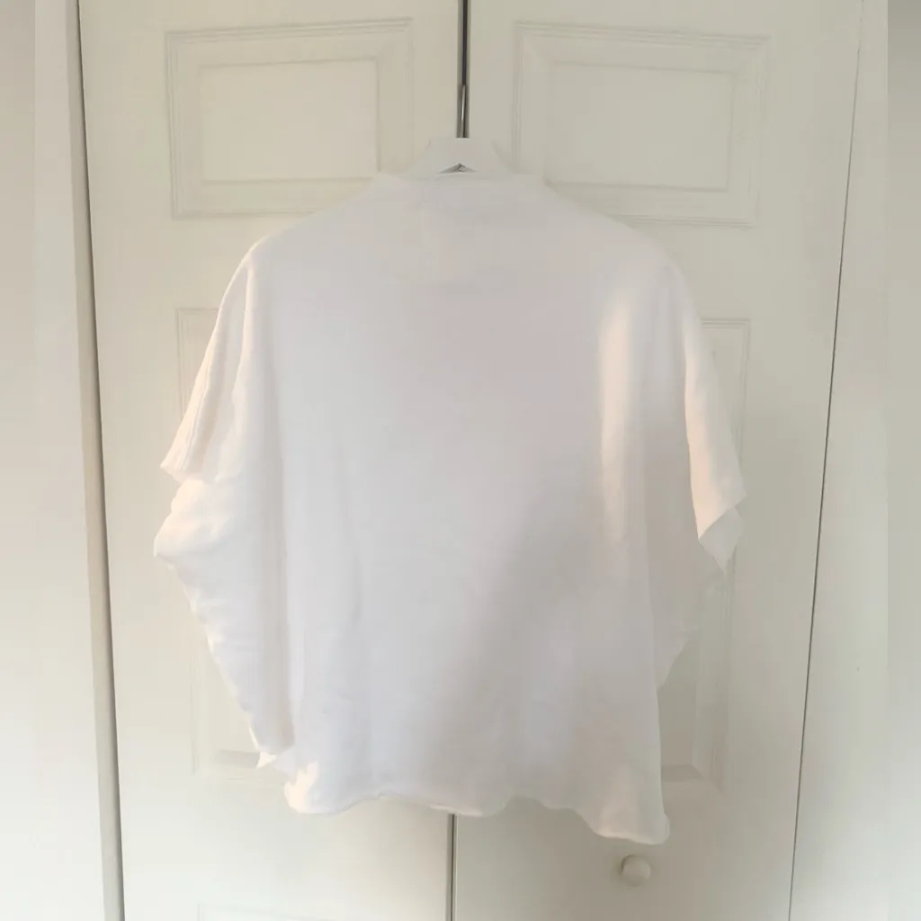 FRANK & EILEEN Capelet In White Oversized Cotton Poncho Top One Size - Image 8